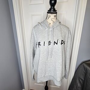 FRIENDS Hoodie Sweatshirt Graphic Sequins Accents Gray Women's Plus Size 1X NWOT